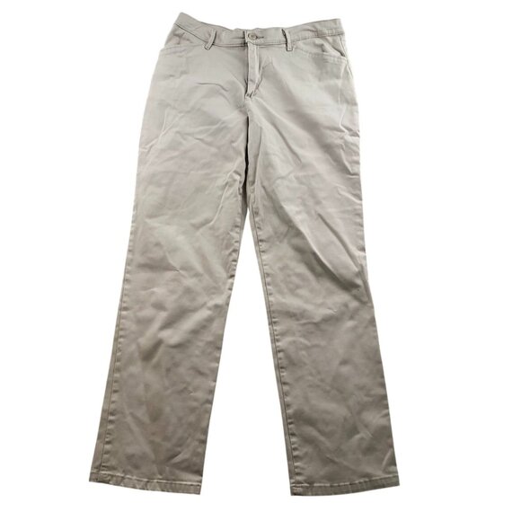 Lee Womens All Day Pants Size 10 Medium Beige Relaxed Straight Workwear Trouser - Picture 1 of 11
